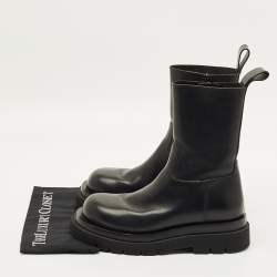 Pre Owned Bottega Veneta Lug Size 41 Black Leather Combat Boots