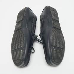 Pre Owned Bottega Veneta Intrecciato Size 41 Navy Blue Intrecciato Leather Bow Slip On Loafers