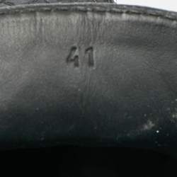 Pre Owned Bottega Veneta Intrecciato Size 41 Navy Blue Intrecciato Leather Bow Slip On Loafers