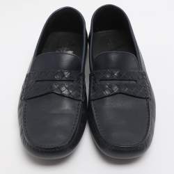 مملوكة مسبقًا حذاء لوفرز بوتيغا فينيتا جلد أزرق كحلي بيني مقاس 41.5