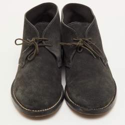 Pre Owned Bottega Veneta Size 40 Dark Grey Suede Ankle Derby Boots