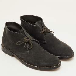 Pre Owned Bottega Veneta Size 40 Dark Grey Suede Ankle Derby Boots