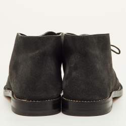 Pre Owned Bottega Veneta Size 40 Dark Grey Suede Ankle Derby Boots