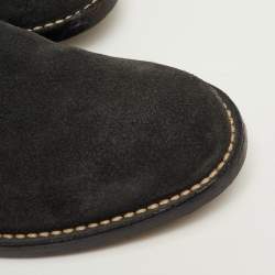 Pre Owned Bottega Veneta Size 40 Dark Grey Suede Ankle Derby Boots