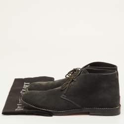 Pre Owned Bottega Veneta Size 40 Dark Grey Suede Ankle Derby Boots