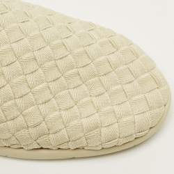 Pre Owned Bottega Veneta Size 41 Cream Intrecciato Fabric Slip On Sneakers