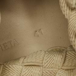 Pre Owned Bottega Veneta Size 41 Cream Intrecciato Fabric Slip On Sneakers