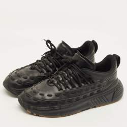 Pre Owned Bottega Veneta Speedster Size 45 Black Leather Lace Up Sneakers