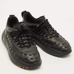 Pre Owned Bottega Veneta Speedster Size 45 Black Leather Lace Up Sneakers