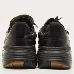 Pre Owned Bottega Veneta Speedster Size 45 Black Leather Lace Up Sneakers