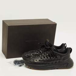 Pre Owned Bottega Veneta Speedster Size 45 Black Leather Lace Up Sneakers