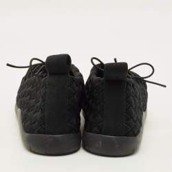 Pre Owned Bottega Veneta Intrecciato Size 43 Black Woven Fabric Lace Up Sneakers