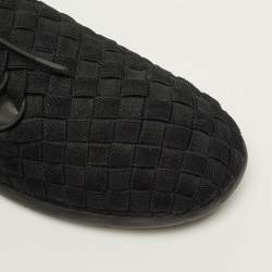 Pre Owned Bottega Veneta Intrecciato Size 43 Black Woven Fabric Lace Up Sneakers