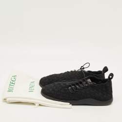 Pre Owned Bottega Veneta Intrecciato Size 43 Black Woven Fabric Lace Up Sneakers