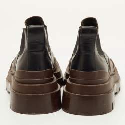 Pre Owned حذاء بوت بوتيغا فينيتا تشيلسي بلاتفورم للكاحل جلد أسود مقاس 38