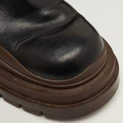 Pre Owned حذاء بوت بوتيغا فينيتا تشيلسي بلاتفورم للكاحل جلد أسود مقاس 38