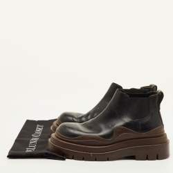 Pre Owned حذاء بوت بوتيغا فينيتا تشيلسي بلاتفورم للكاحل جلد أسود مقاس 38