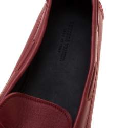 Pre Owned Bottega Veneta Red Leather Bow Loafers 42