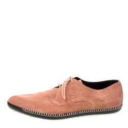 Pre Owned Bottega Veneta Pink Suede Dhalia Pointed Toe Derby Size 42