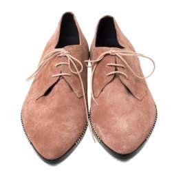 Pre Owned Bottega Veneta Pink Suede Dhalia Pointed Toe Derby Size 42