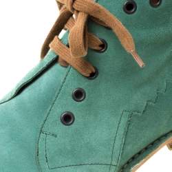 Pre Owned Bottega Veneta Green Suede Lace Up Boots Size 42