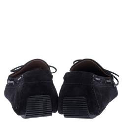 Pre Owned Bottega Veneta Black Intrecciato Suede Bow Slip On Loafers Size 40