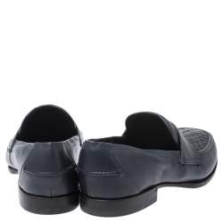 مملوكة مسبقًا Bottega Veneta Blue Intrecciato Leather Penny Loafers Size 40