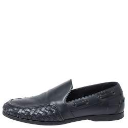 Pre Owned  حذاء لوفرز بوتيغا فينيتا سليب أون جلد أنترشياتو أسود مقاس 40