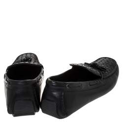 مملوكة مسبقًا Bottega Veneta Black Intrecciato Leather Bow Detail Loafers Size 44