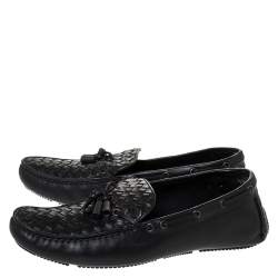 مملوكة مسبقًا Bottega Veneta Black Intrecciato Leather Bow Detail Loafers Size 44