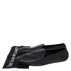 Pre Owned Bottega Veneta Black Intrecciato Leather Smoking Slippers Size 41