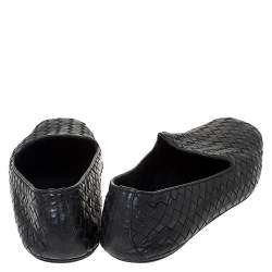 Pre Owned Bottega Veneta Black Intrecciato Leather Smoking Slippers Size 41