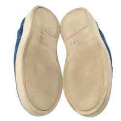 مملوكة مسبقًا Bottega Veneta Blue Suede Dodger Intrecciato Slip On Sneakers Size 44