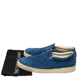 مملوكة مسبقًا Bottega Veneta Blue Suede Dodger Intrecciato Slip On Sneakers Size 44