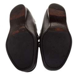 مملوكة مسبقًا Bottega Veneta Dark Brown Intrecciato Leather Bow Slip On Loafers Size 41.5