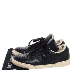 Bottega Veneta Black Intrecciato Leather Lace Up Low Top Sneakers Size 41