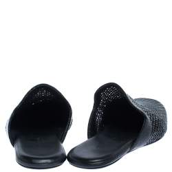 Pre Owned Bottega Veneta Black Woven Leather Espresso Fiandra Mules Size 41