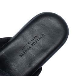 Pre Owned Bottega Veneta Black Woven Leather Espresso Fiandra Mules Size 41