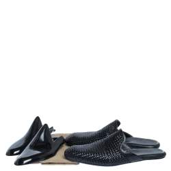 Pre Owned Bottega Veneta Black Woven Leather Espresso Fiandra Mules Size 41