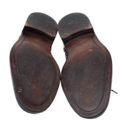 Pre Owned Bottega Veneta Black Leather Lace-Up Oxfords Size 45