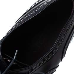 Pre Owned Bottega Veneta Black Leather Lace-Up Oxfords Size 45