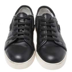 مملوكة مسبقًا Bottega Veneta Black Intrecciato Leather Low Top Sneakers Size 42.5
