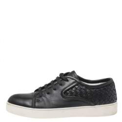 مملوكة مسبقًا Bottega Veneta Black Intrecciato Leather Low Top Sneakers Size 42.5
