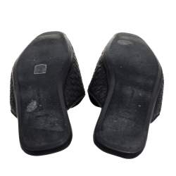 مملوكة مسبقًا Bottega Veneta Black Intrecciato Leather Fiandra Flat Mules Size 46
