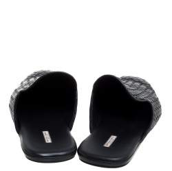 مملوكة مسبقًا Bottega Veneta Black Intrecciato Leather Fiandra Flat Mules Size 46