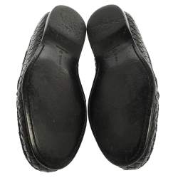 Pre Owned Bottega Veneta Black Intrecciato Leather Loafers Size 42