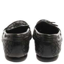 Pre Owned Bottega Veneta Black Intrecciato Leather Loafers Size 42