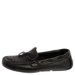 Pre Owned حذاء لوفرز بوتيغا فينيتا سليب أون فيونكة جلد إنترشييتو أسود مقاس 40.5