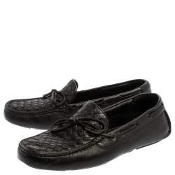 Pre Owned حذاء لوفرز بوتيغا فينيتا سليب أون فيونكة جلد إنترشييتو أسود مقاس 40.5