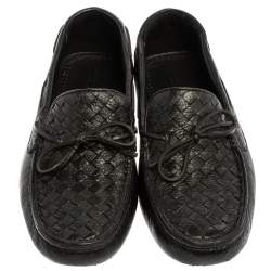 Pre Owned حذاء لوفرز بوتيغا فينيتا سليب أون فيونكة جلد إنترشييتو أسود مقاس 40.5